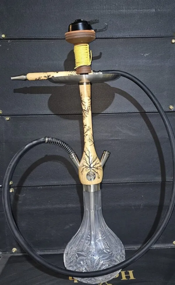 شيشة هوكا التركية لون بيج مع فضي نقشة