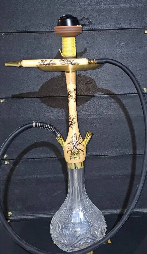 شيشة هوكا التركية لون بيج مع ذهبي نقشة