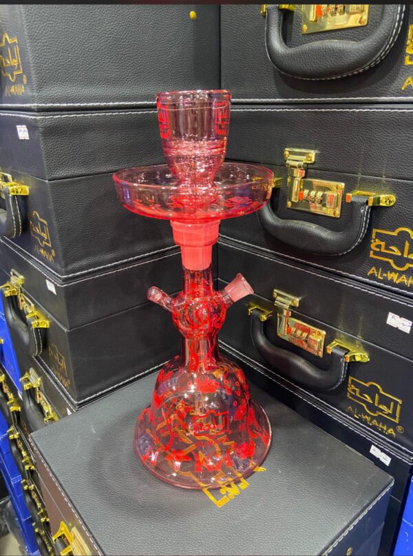 شيشة الواحة زجاج لون أحمر شفاف