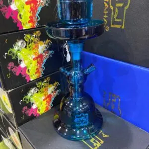 img_0860 شيشة الواحة زجاج لون أزرق لمعة